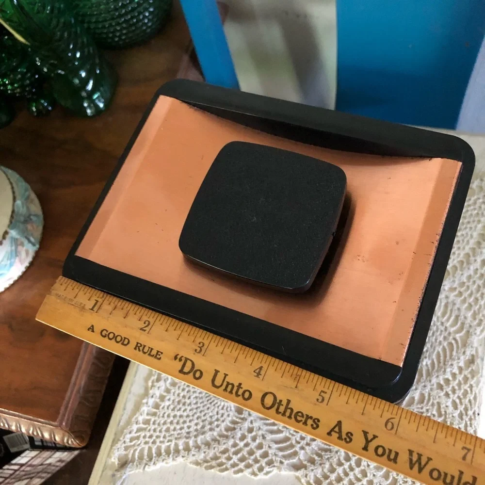 Vintage Copper & Wood-Look Metal Canister